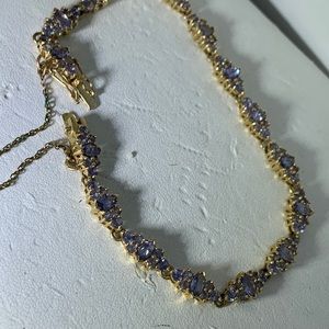 14k Solid Gold Tanzanite Tennis Bracelet
